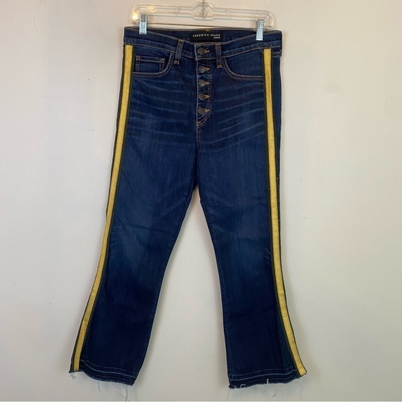 VERONICA BEARD Carolyn bootcut stripe flare crop jeans - Picture 2 of 9